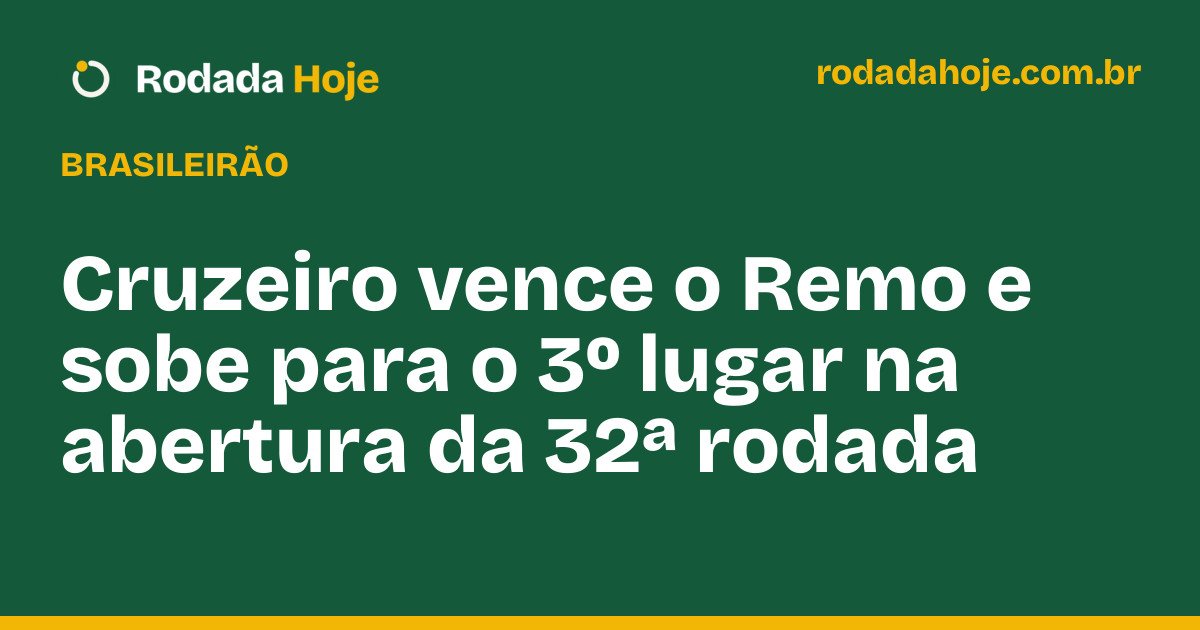 Cruzeiro vence o Remo e sobe para o 3º lugar na abertura da 32ª rodada